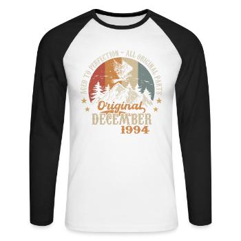 Décembre 1994 Jubilé 1994 Légendes Décembre - T-shirt baseball manches longues Homme - blanc/noir - Devant - Nik (191cm)