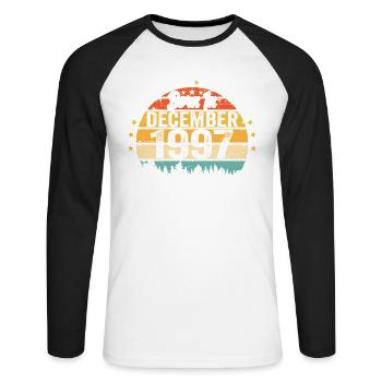 Original décembre 1997 Vintage anniversaire 1997 - T-shirt baseball manches longues Homme - blanc/noir - Devant - Nik (191cm)