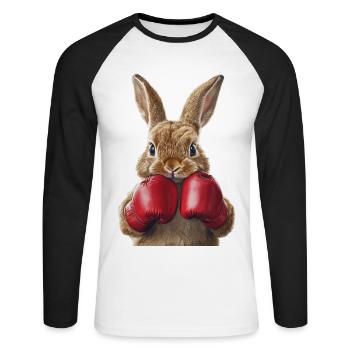 Hase - Unisex Baseballshirt langarm - Weiß/Schwarz - Vorne - Nik (191cm)