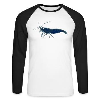 Garnele Blau - Unisex Baseballshirt langarm - Weiß/Schwarz - Vorne - Nik (191cm)