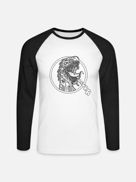 Dinosaurier T-Rex Rawr - Unisex Baseballshirt langarm - Weiß/Schwarz