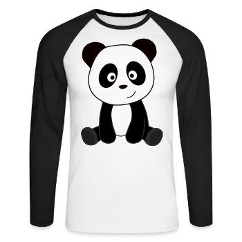 Panda panda bear animaux mignons enfants - T-shirt baseball manches longues Homme - blanc/noir - Devant - Nik (191cm)