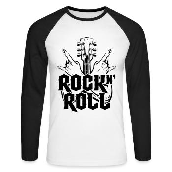 Rock And Roll | Les couleurs peuvent être changées - T-shirt baseball manches longues Homme - blanc/noir - Devant - Nik (191cm)