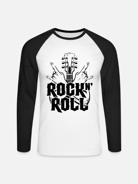 Rock And Roll | Farben änderbar - Unisex Baseballshirt langarm - Weiß/Schwarz