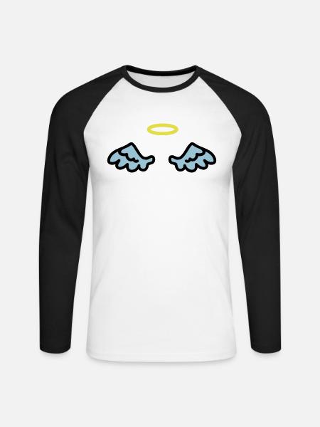 Ailes d'ange - T-shirt baseball manches longues Homme - blanc/noir