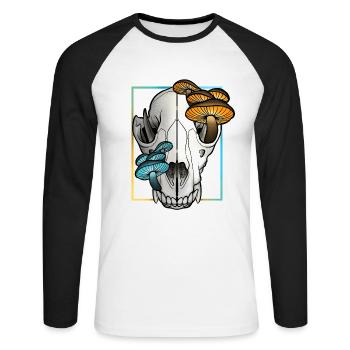 Crâne d’ours - T-shirt baseball manches longues Homme - blanc/noir - Devant - Nik (191cm)