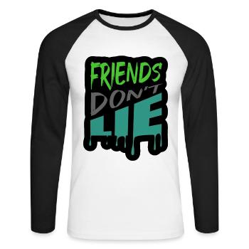Les amis ne mentent pas - T-shirt baseball manches longues Homme - blanc/noir - Devant - Nik (191cm)