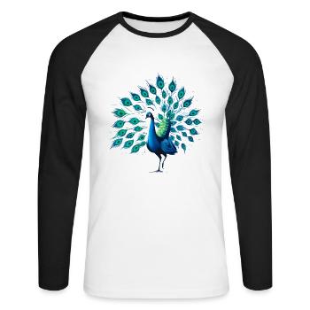 Paon - T-shirt baseball manches longues Homme - blanc/noir - Devant - Nik (191cm)