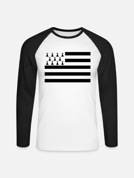 Bretagne - Unisex Baseballshirt langarm - Weiß/Schwarz