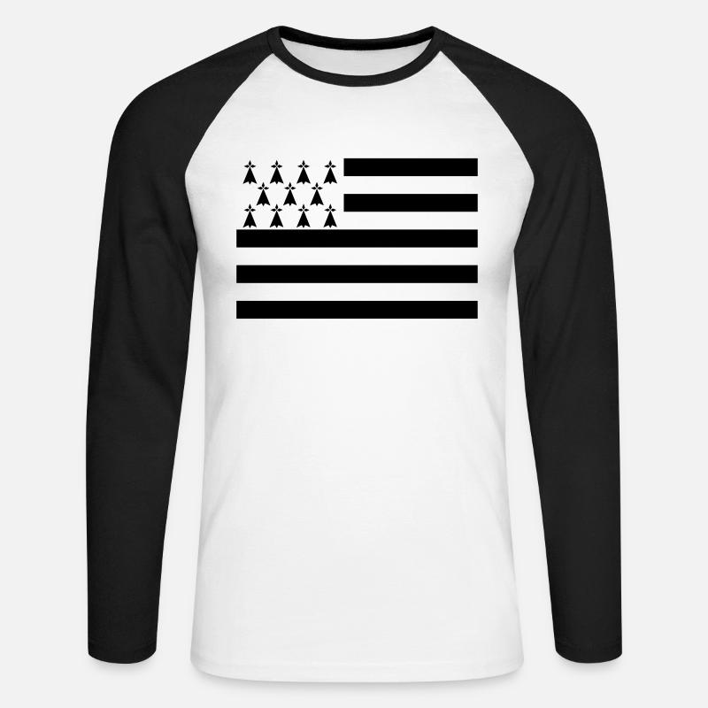 Bretagne - Unisex Baseballshirt langarm - Weiß/Schwarz