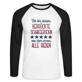 Schwiegersohn Geburtstag Bester Schwieger Sohn - Unisex Baseballshirt langarm - Weiß/Schwarz - Vorne - Nik (191cm)