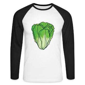 Salatkopf Kopfsalat Gemüse Karneval Kostüm Salat - Unisex Baseballshirt langarm - Weiß/Schwarz - Vorne - Nik (191cm)