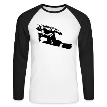 Snowboarder schnee board winter wintersport snow - Unisex Baseballshirt langarm - Weiß/Schwarz - Vorne - Nik (191cm)