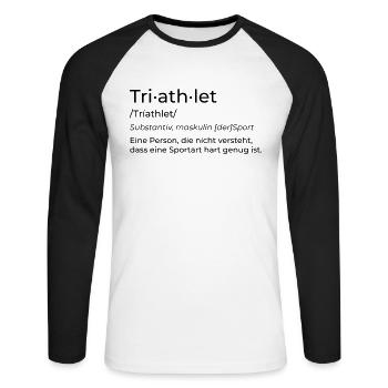 triathlète - T-shirt baseball manches longues Homme - blanc/noir - Devant - Nik (191cm)