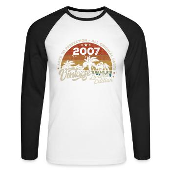 Vintage 2007 Geburtstag Retro 2007 - Unisex Baseballshirt langarm - Weiß/Schwarz - Vorne - Nik (191cm)