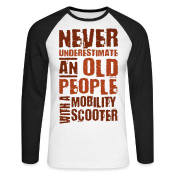 An Old People With A Mobility Scooter - Unisex Baseballshirt langarm - Weiß/Schwarz - Vorne - Nik (191cm)
