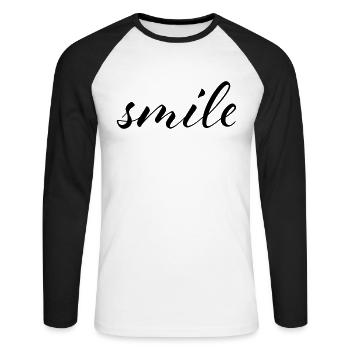 Smile - Unisex Long Sleeve Baseball T-Shirt - white/black - Front - Nik (191cm)