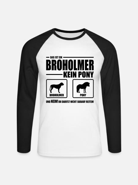 BROHOLMER kein Pony Hundespruch Hunde Wilsigns - Unisex Baseballshirt langarm - Weiß/Schwarz