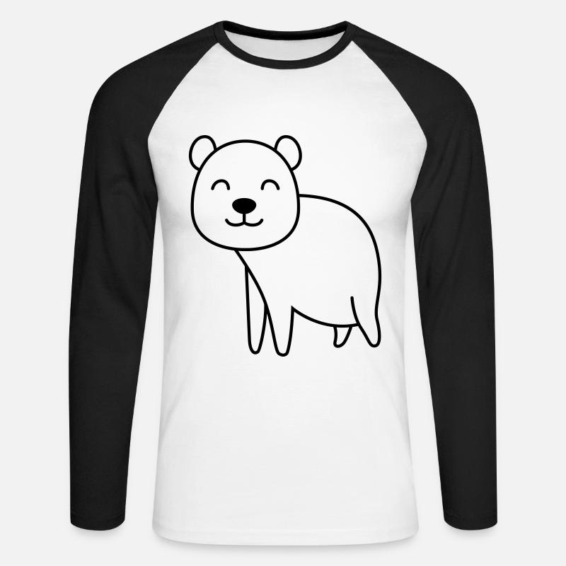 Bär Comic - Unisex Baseballshirt langarm - Weiß/Schwarz