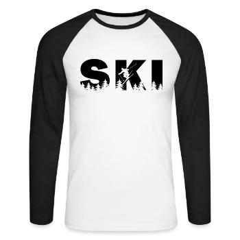 Ski. Ski Winter Sports - Unisex Long Sleeve Baseball T-Shirt - white/black - Front - Nik (191cm)