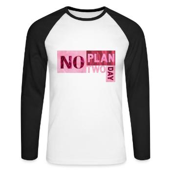 Pas de plan deux jours - T-shirt baseball manches longues Homme - blanc/noir - Devant - Nik (191cm)
