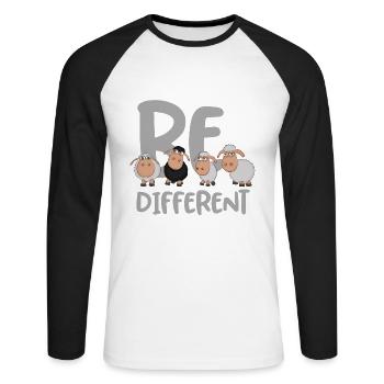 Be different sheep: Unique black sheep - Unisex Long Sleeve Baseball T-Shirt - white/black - Front - Nik (191cm)