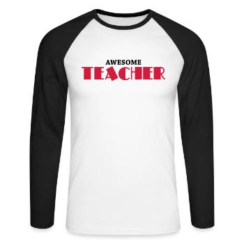 Awesome teacher - T-shirt baseball manches longues Homme - blanc/noir - Devant - Nik (191cm)