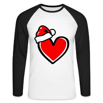 Coeur Noël Noël - T-shirt baseball manches longues Homme - blanc/noir - Devant - Nik (191cm)