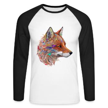 Fuchs Fuchsmotiv Tiere Geschenk Kunst Tiermotiv - Unisex Baseballshirt langarm - Weiß/Schwarz - Vorne - Nik (191cm)
