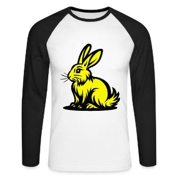 Lapin Pâques - T-shirt baseball manches longues Homme - blanc/noir - Devant - Nik (191cm)