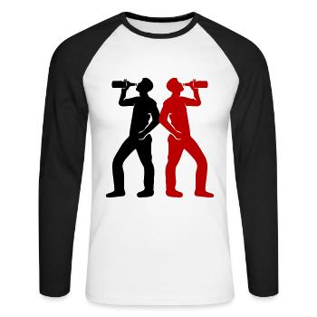 Trinker Bier Silhouette - Unisex Baseballshirt langarm - Weiß/Schwarz - Vorne - Nik (191cm)