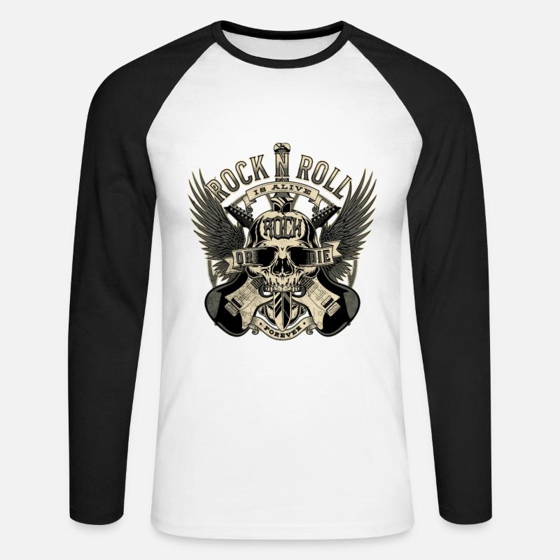 ROCKEN ODER STERBEN - Unisex Baseballshirt langarm - Weiß/Schwarz
