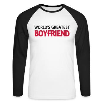 World's greatest boyfriend - Unisex Baseballshirt langarm - Weiß/Schwarz - Vorne - Nik (191cm)
