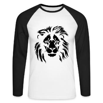 Lion - T-shirt baseball manches longues Homme - blanc/noir - Devant - Nik (191cm)