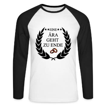 Eine Ära geht zu ende schwarz - Unisex Baseballshirt langarm - Weiß/Schwarz - Vorne - Nik (191cm)