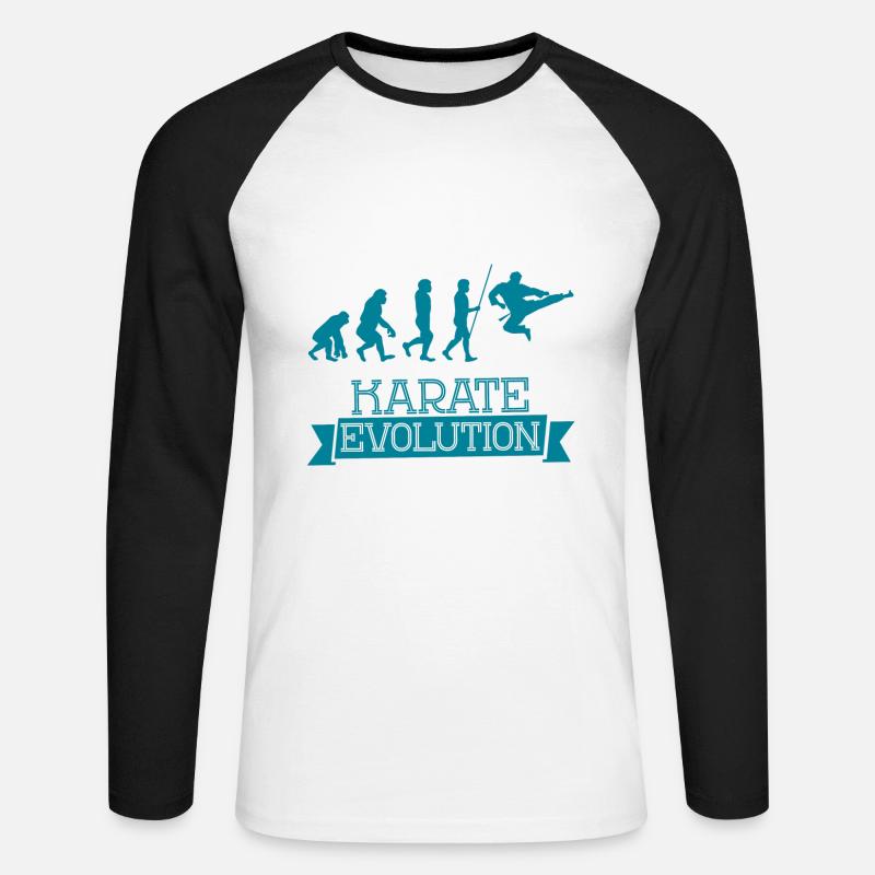 Karate Evolution - Unisex Baseballshirt langarm - Weiß/Schwarz