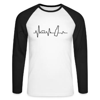 Heartbeat Beer Beer Lovers Beer Drinker Gift - Unisex Long Sleeve Baseball T-Shirt - white/black - Front - Nik (191cm)