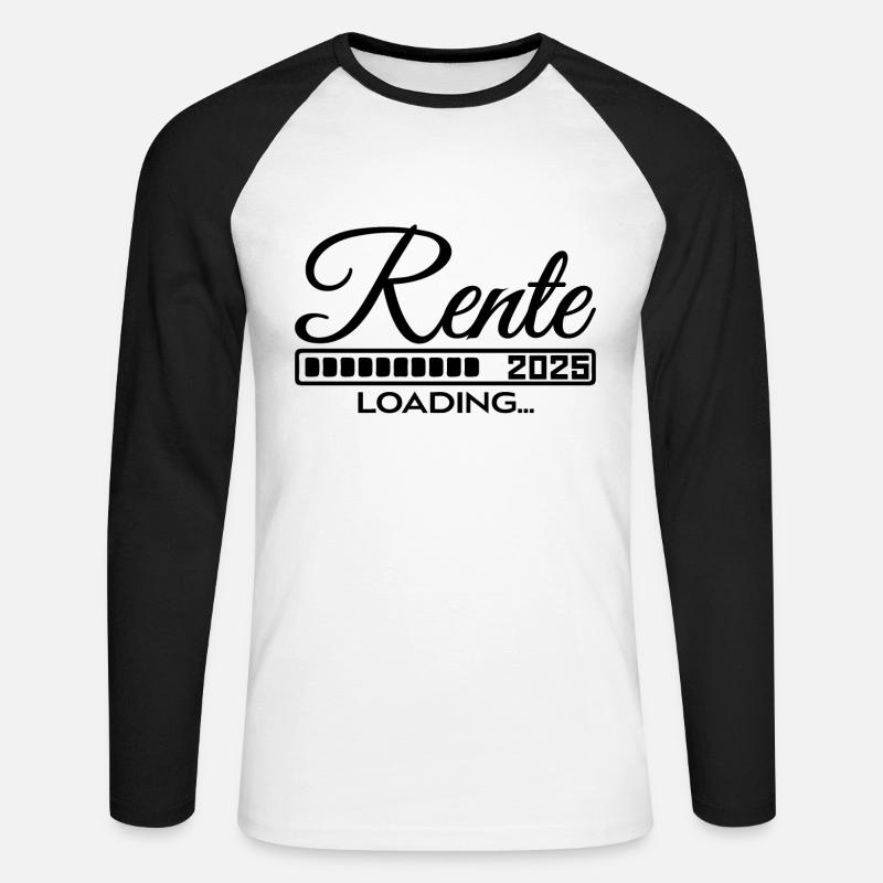 Rente 2025 Loading - Unisex Baseballshirt langarm - Weiß/Schwarz
