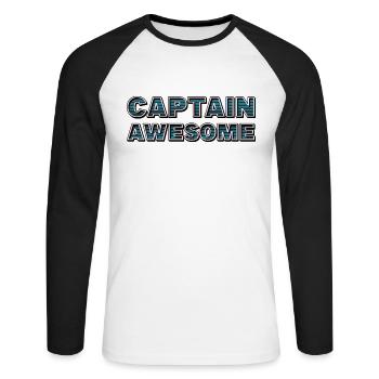 CAPTAIN AWESOME - Unisex Baseballshirt langarm - Weiß/Schwarz - Vorne - Nik (191cm)
