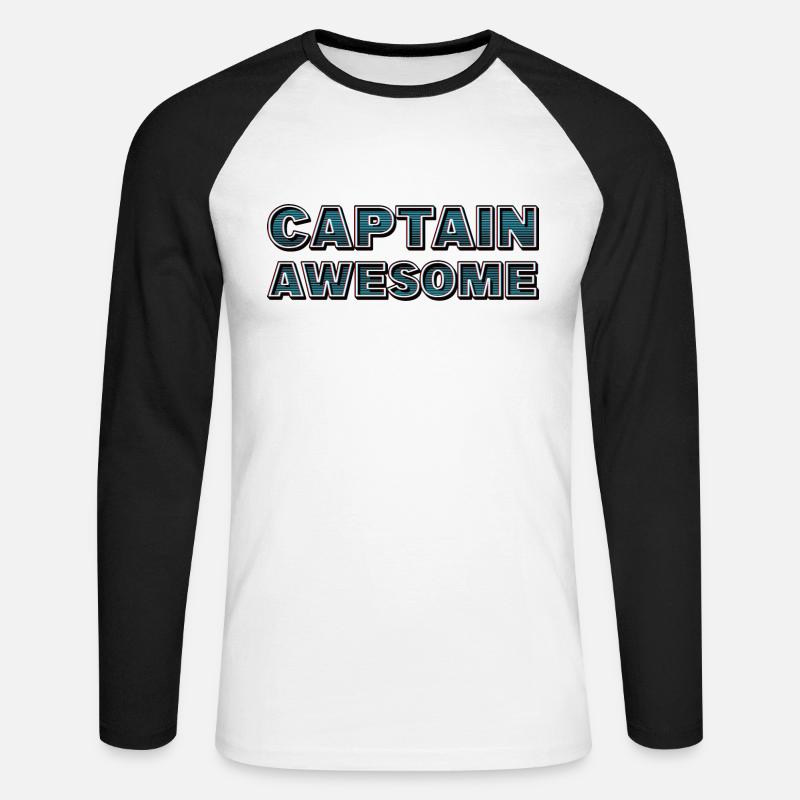CAPTAIN AWESOME - Unisex Baseballshirt langarm - Weiß/Schwarz