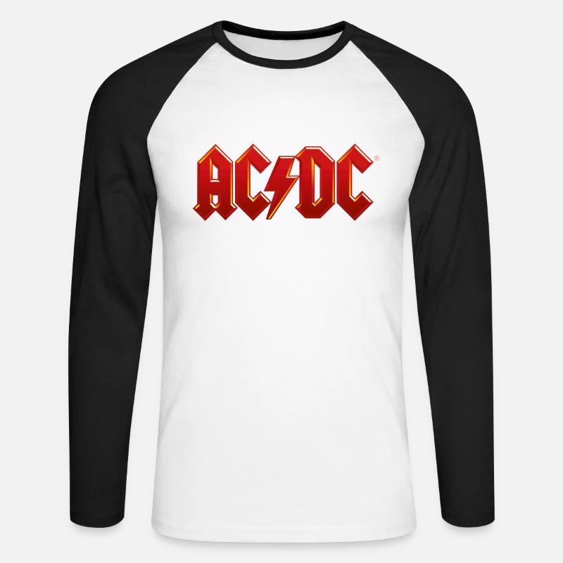 Logo classico AC/DC con fulmine - Maglia da baseball a manica lunga da uomo - bianco/nero