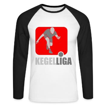 Kegel Liga | Farben änderbar - Unisex Baseballshirt langarm - Weiß/Schwarz - Vorne - Nik (191cm)