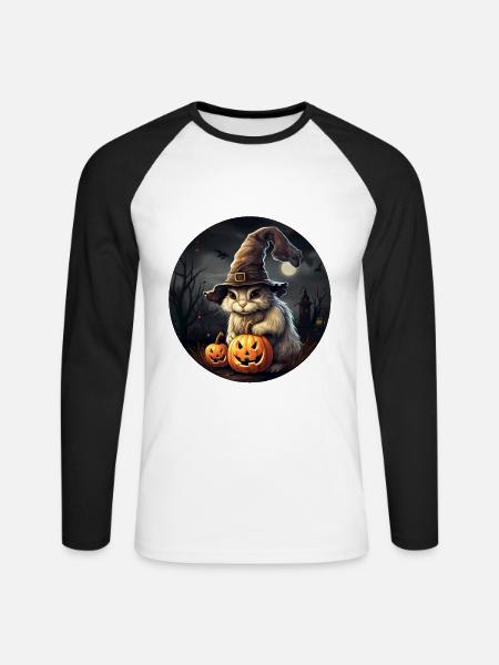 Halloween Häschen - Unisex Baseballshirt langarm - Weiß/Schwarz