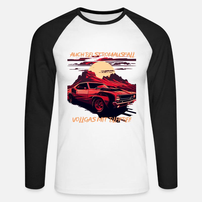 Kein strom, kein Problem - Unisex Baseballshirt langarm - Weiß/Schwarz