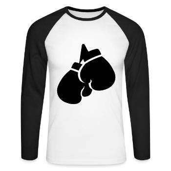 Symbole des gants de boxe - T-shirt baseball manches longues Homme - blanc/noir - Devant - Nik (191cm)