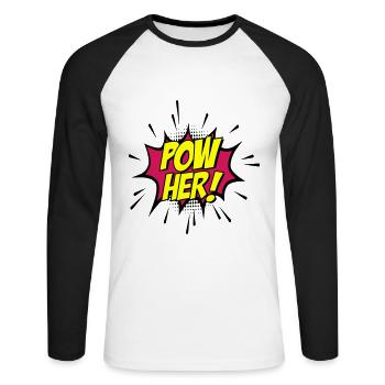 Les couleurs peuvent être modifiées | Pow sa Mme Énergie Énergie - T-shirt baseball manches longues Homme - blanc/noir - Devant - Nik (191cm)
