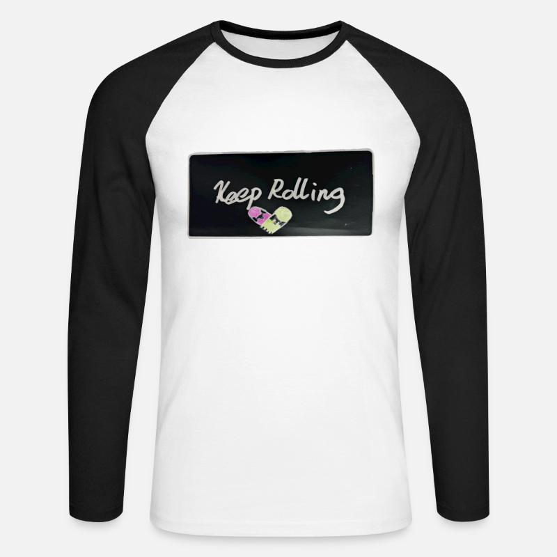 Keep rolling schwarz - Unisex Baseballshirt langarm - Weiß/Schwarz