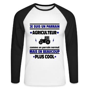 Je suis un parrain agriculteur plus cool - T-shirt baseball manches longues Homme - blanc/noir - Devant - Nik (191cm)