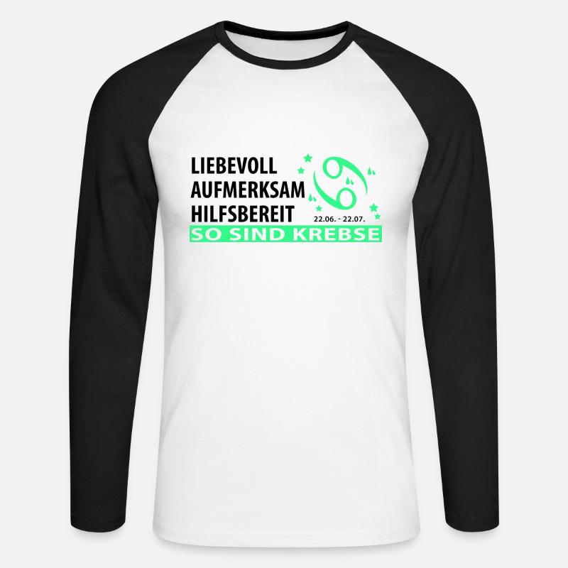 Sternzeichen Krebs - Eigenschaften - Unisex Baseballshirt langarm - Weiß/Schwarz