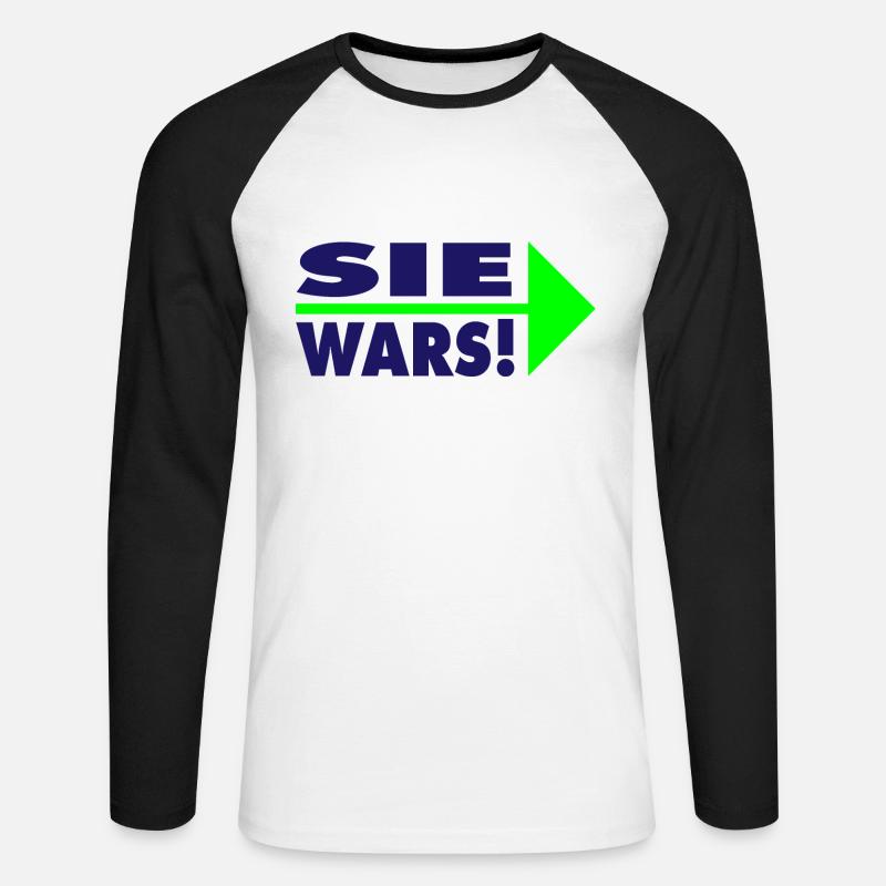 Sie wars! Partner- oder Partyshirt - Unisex Baseballshirt langarm - Weiß/Schwarz